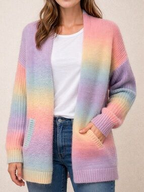 Sugarlips Rainbow Pastel Decora Open Cardigan Sweater
